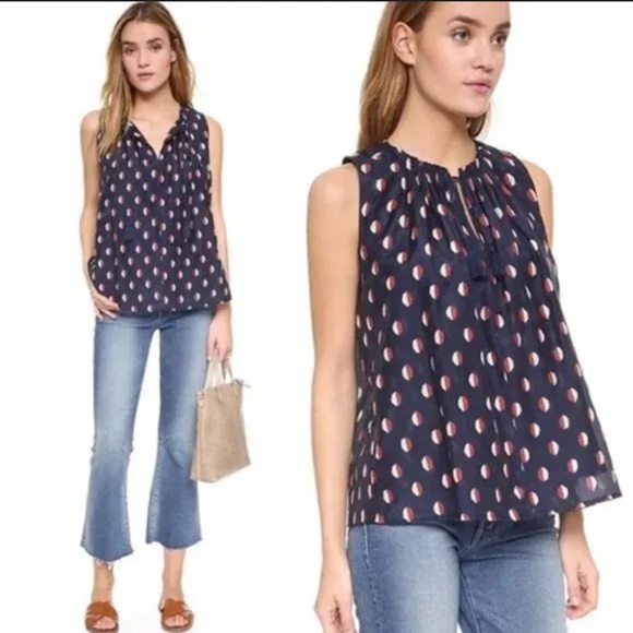 Madewell Bellshift Ikat Dot Sleeveless Blouse - Picture 2 of 10